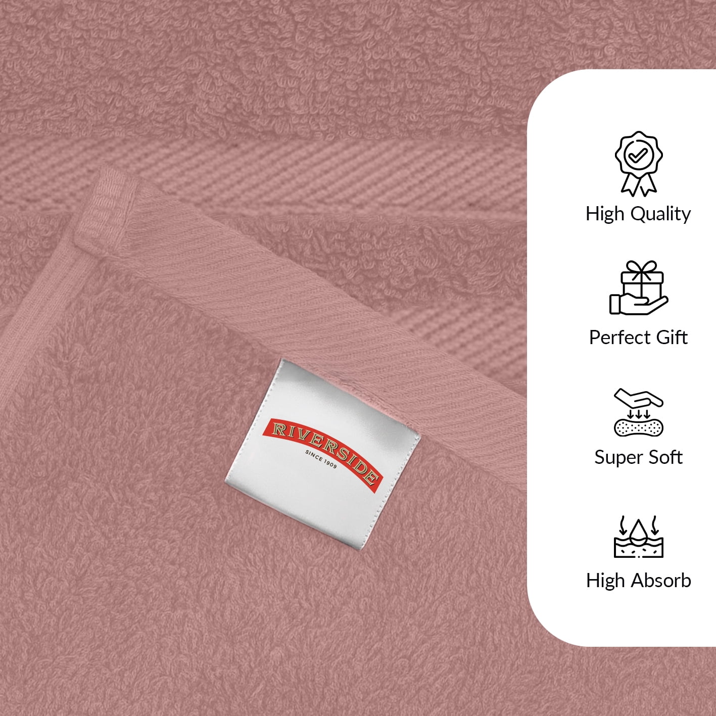 RIVERSIDE 2 Pack Luxury Bath Sheets 35×70 Soft Quick Dry Extra Large Cotton Towels 600 GSM Hotel Quality Spa - Dusky Pink