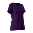 thumbnail image 4 of Womens Pants Short-sleeved V-neck Solid Color Pocket Trousers Loose-fitting Scrubs Set for Women Purple S, 4 of 9