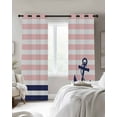 thumbnail image 3 of Anchor Pink Blackout Curtains 45 Inches Long for Bedroom, Modern Navy Blue White Striped Nautical Thermal Insulated Room Darkening Black Out Window Curtain Panels Grommet Drapes for Living Room, 3 of 8