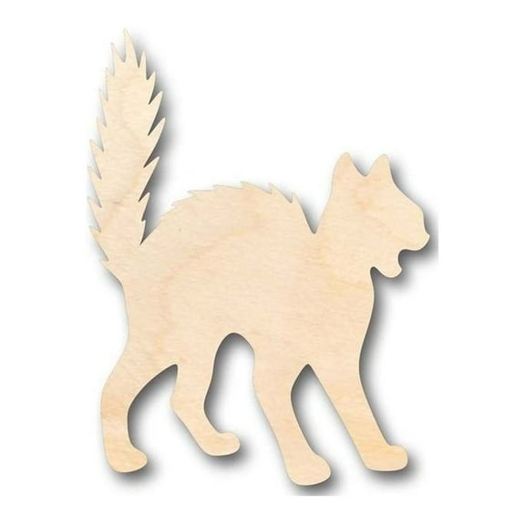 Unfinished Wood Scary Cat Shape - Halloween - Craft - up to 46" DIY 20" / 1/8"