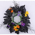 thumbnail image 5 of YIBONIKA 6-Piece Candle Rings Wreath with Artificial Maple Leaf Sunflowers, Halloween Home Decor, 5 of 6