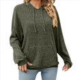 thumbnail image 1 of Sudadera con Capucha de Punto Acanalado para Mujer, Sudaderas Extragrandes con Bolsillo Tipo Canguro, Tops Casuales Holgados con Cordón Verde S, 1 of 7