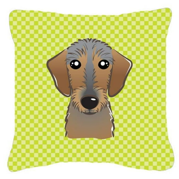Checkerboard Print With Dog Fabric Decorative Pillow