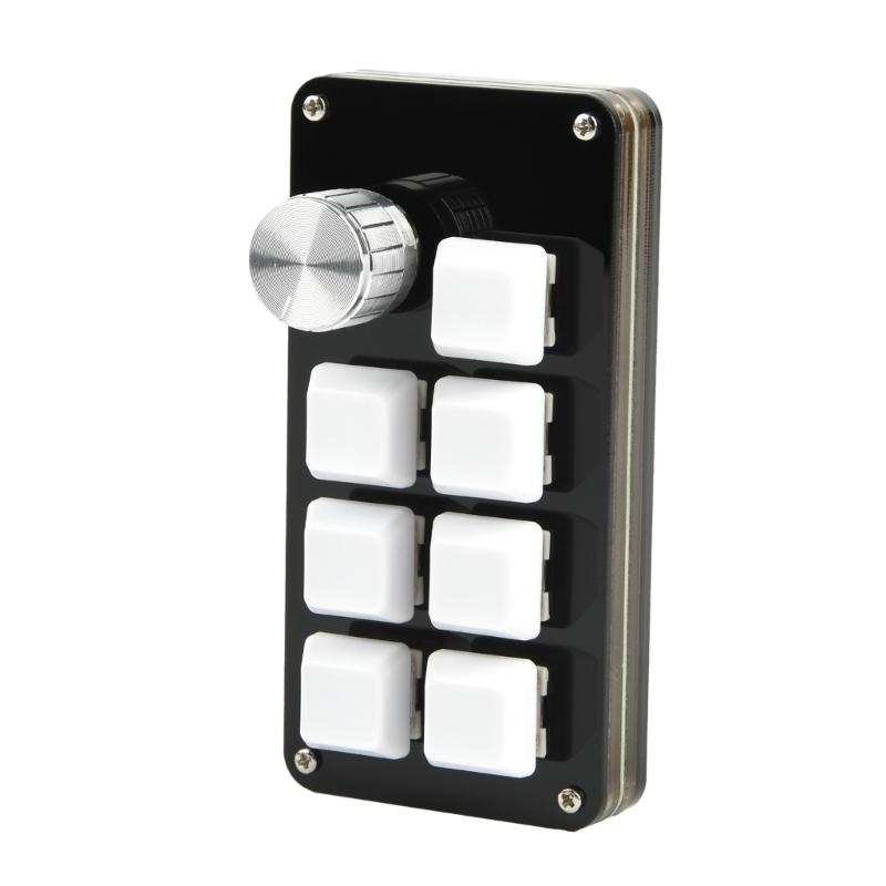 RGB Macro Keypad Macro Knob Keyboard Copy Pastes Mini Gaming Keypad 7 Key 1 knob Mechanical Keyboard for Photoshops