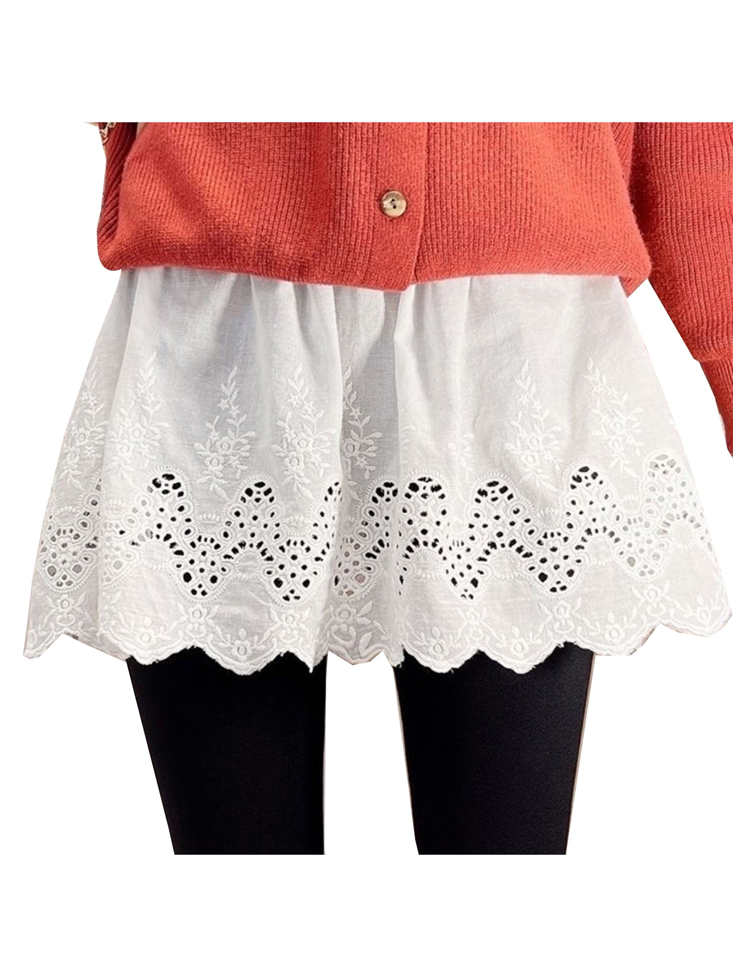 Mini Skirt Shirt Extenders for Legging Plus Size,Tiered Skirt Short Half Slip Skirt Stripe Extender with Lace Underskirt 