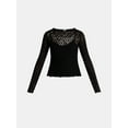 thumbnail image 5 of Madden NYC Women’s Lace Rhinestone Top with Long Sleeves, Sizes XXS-XXL, 5 of 5