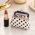 thumbnail image 3 of Polka Dot Coin Purse,Women Canvas Change Purse,Kiss Lock Closure Pouch for Cash Coins Cards Jewelry Earbuds, 3 of 8