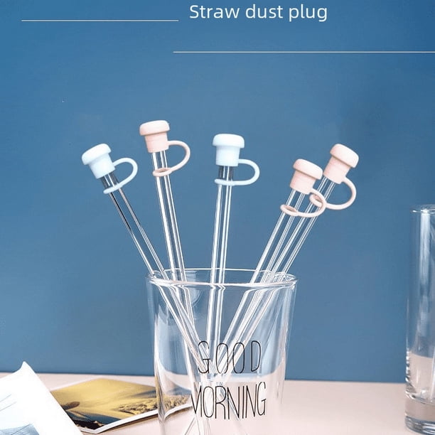 Tapón antipolvo con tapa de silicona de 6 a 10 mm para bebidas creativas, tubo recto para jugo para mujeres embarazadas y niños con tapa