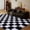 Black and white, variant on Janvonne Fluffy Checkered Area Rugs for Bedroom,4x6ft Soft Non Skid Easy-care Shaggy Carpets for Living Room, Dorms,Children's Room,Home Decor Aesthetics,White and pink