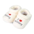 thumbnail image 3 of TeeHee Kids Fun and Cozy Baby Fleece Booties 2-Pack (0-6M, White & Grey), 3 of 5