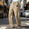 thumbnail image 5 of Men's Loose Hemp Blend Trousers Pants Beach Breathable Lightweight Elastic Drawstring Slim Casual Daily Summer Holiday Travel Streetwear Hiking Swim Gym Workout | Zenithor,Khaki 3XL, 5 of 6
