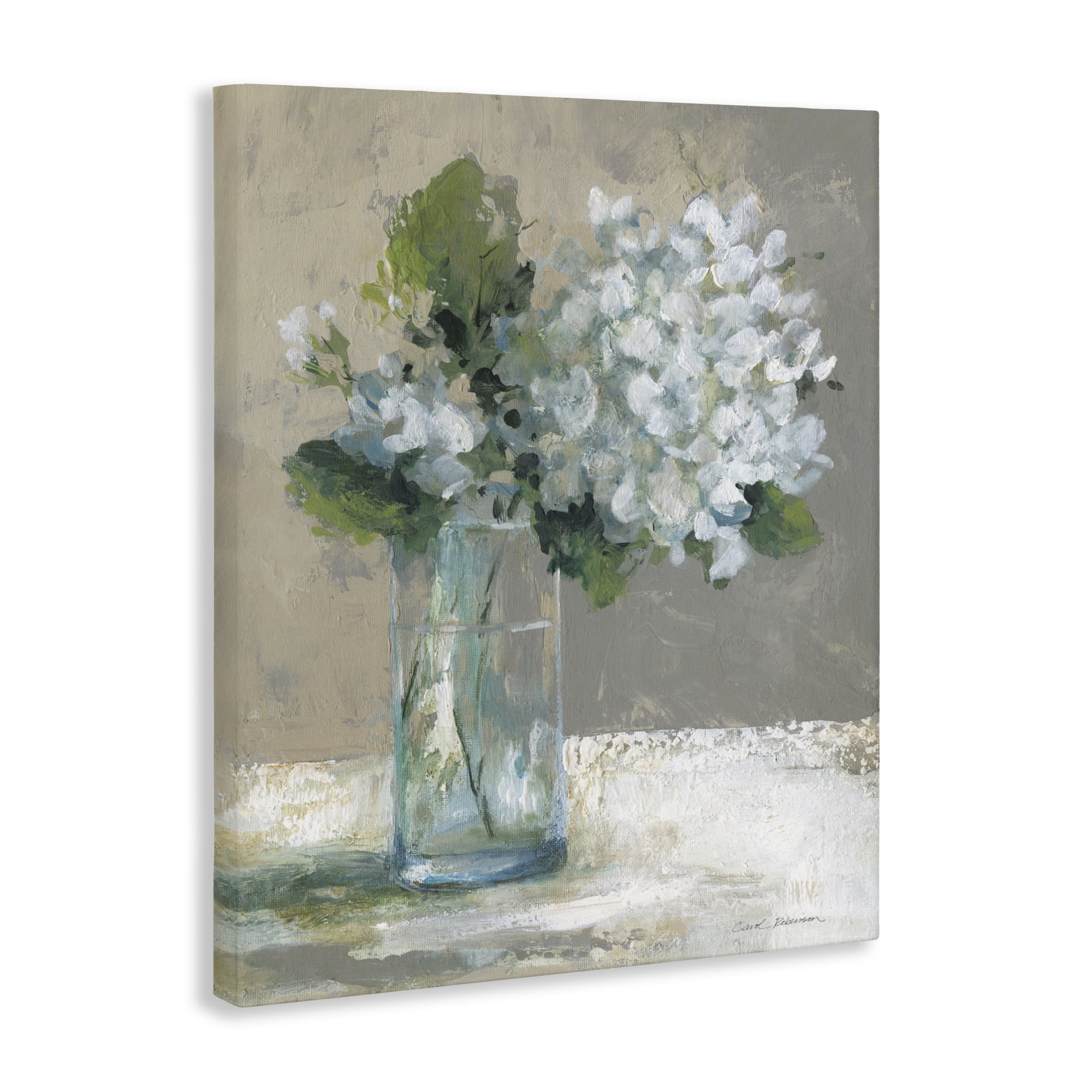 Stupell Industries Serene White Hydrangeas in Glass Canvas Wall Art, design by Carol Robinson