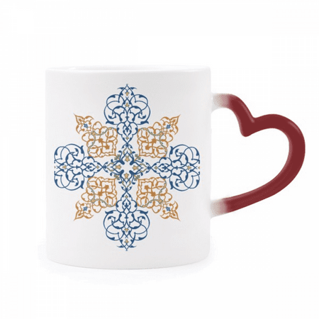 

flower repeat modern pattern heat sensitive mug red color changing stoneware cup