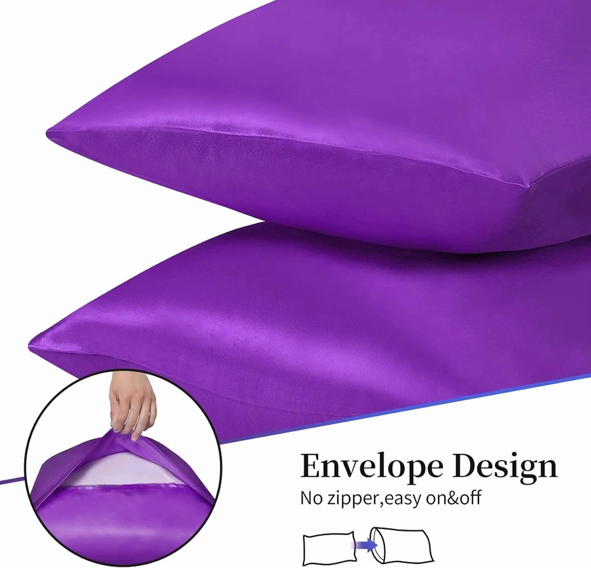 Satin Pillowcase For Hair And Skin, Silk Pillowcase2 Pack Standard Size With Env