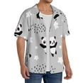 thumbnail image 4 of Balery Pandas Men's Casual Button Down Shirt Short Sleeve Textured Summer Cuban Beach Shirts-4X-Large, 4 of 7