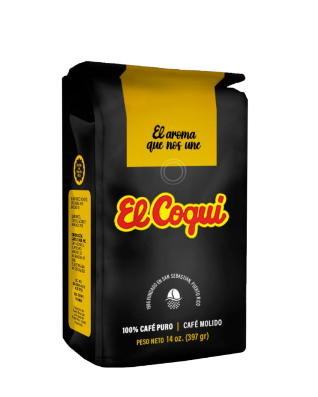Cafe El Coqui Medium Dark Roast Ground Coffee 14 Ounce Bag