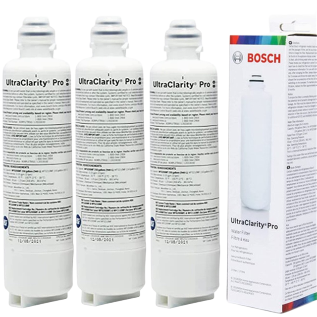 3 PACK Bosch UltraClarityPro Water Filter BORPLFTR50, BORPLFTR55