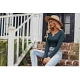 thumbnail image 4 of Zeagoo Womens Tops Long Sleeve Shirt Casual V-Neck Rib Knit Pullover Tee Basic Solid Trendy Fall Going Out Tops Underscrub Casual Outfits, 4 of 5