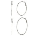 thumbnail image 2 of Time and Tru Adult Female 3 Pair Silver Tone Metal Hoop Earring Set- No Stones, 2 of 5