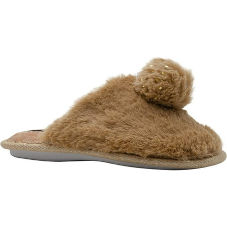 kensie Girls' Big Kid Slip On Plush Fluffy Faux Fur House Slippers