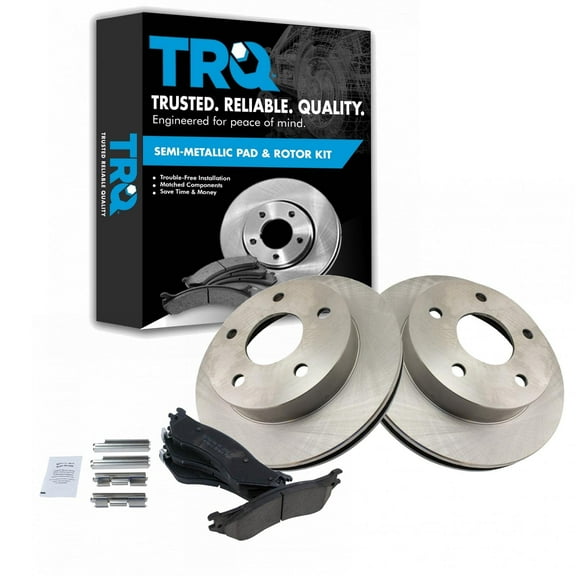 TRQ Front Brake Pad & Rotor Kit Brake Pads Brake Rotor Ceramic Fits Select 2000-2001 Dodge Ram 1500