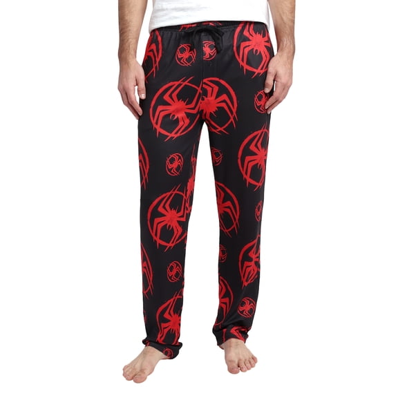 Miles Morales Spider-Man: Across the Spider-Verse Logo AOP Men's Black Sleep Pajama Pants-Medium