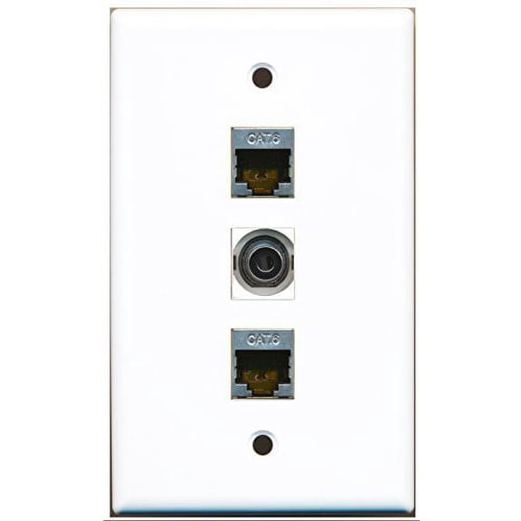 RiteAV - 2 Port Shielded Cat6 Ethernet and 1 Port 3.5mm Wall Plate