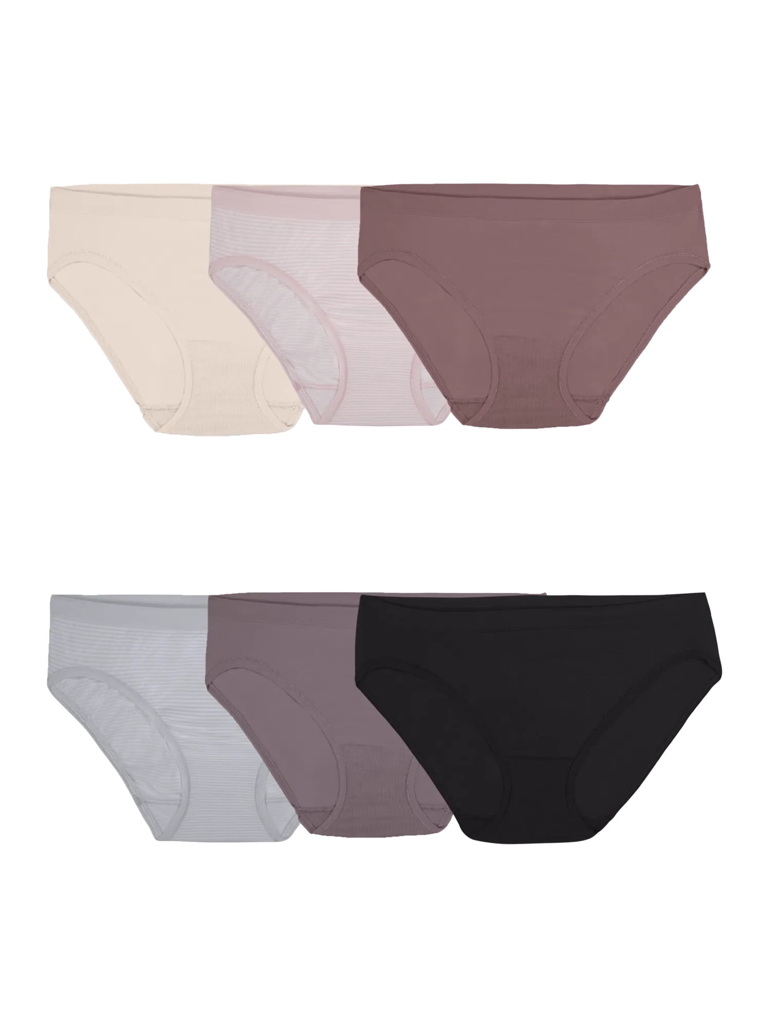 Fruit of the Loom Women's Seamless Underwear, No Show Panties, Multiple Styles, 4‑Way Stretch, 6-Pack, Sizes S-3XL