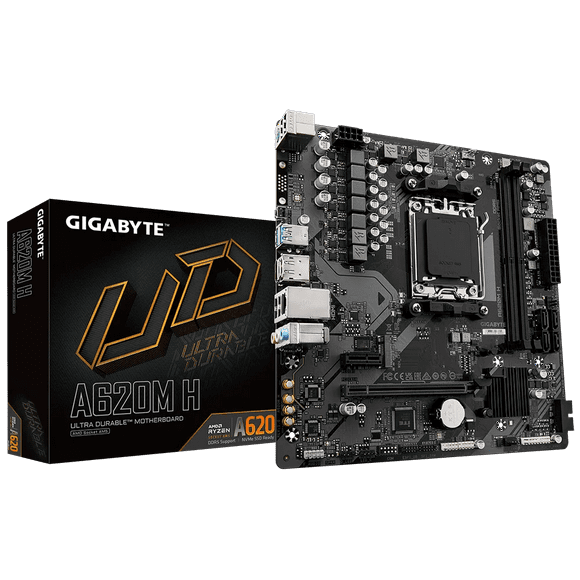 Tarjeta Madre GIGABYTE A620M H AM5 2x DDR5 M.2 PCIe 4.0 Micro ATX negro