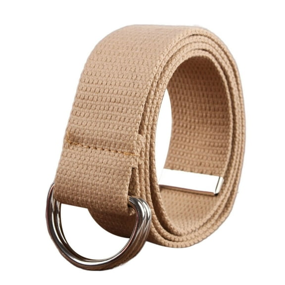 HJQEQVD Canvas Belt Belt for Men Women with Metal Double D Ring Buckle Casual Pants Canvas Belt D Buckle Half Ring 48inchļ¼Khakiļ¼