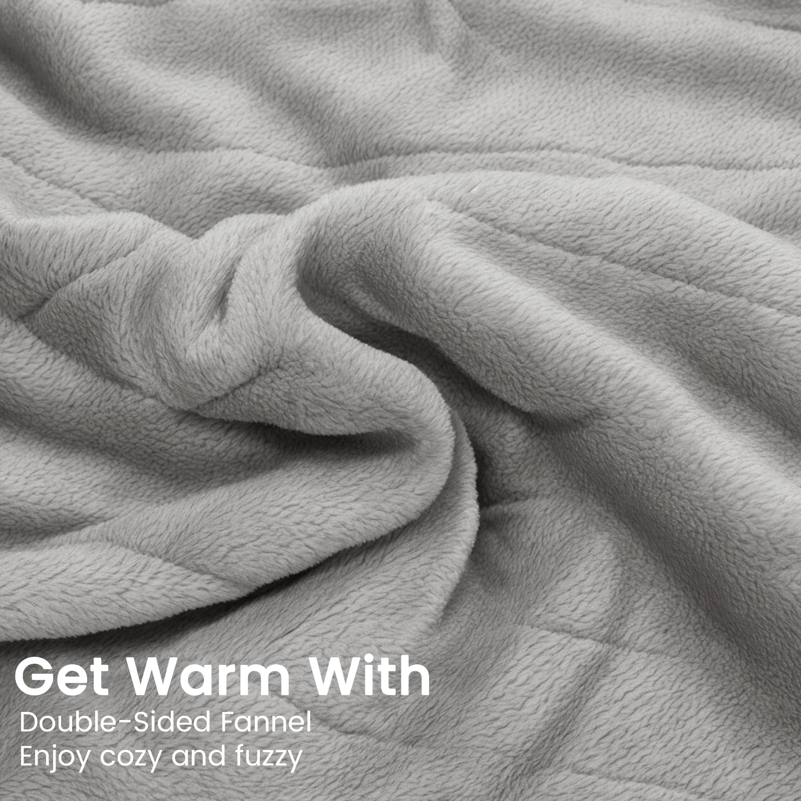Heated Blanket Queen Size 84"x90", Dual Control Cozy Flannel Electric Blanket for Bed with 10 Fast Heating Levels, 12H Auto Off, ETL Certified,Soft Machine Washable Blanket for Home Use,Grey