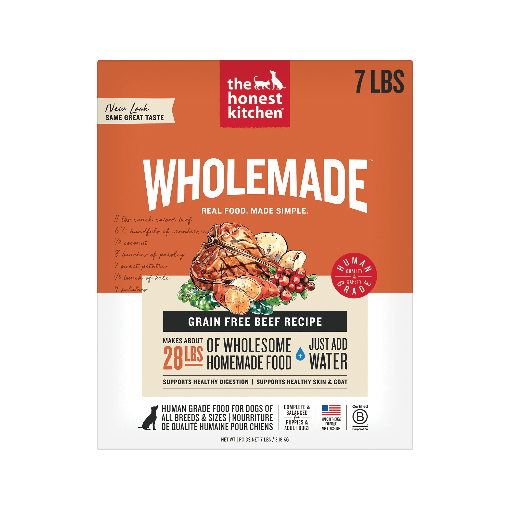 The Honest Kitchen Human Grade Wholemadeâ„¢ Dehydrated Dog Food Grain Free Beef, 7 lb (Makes 28 lbs)