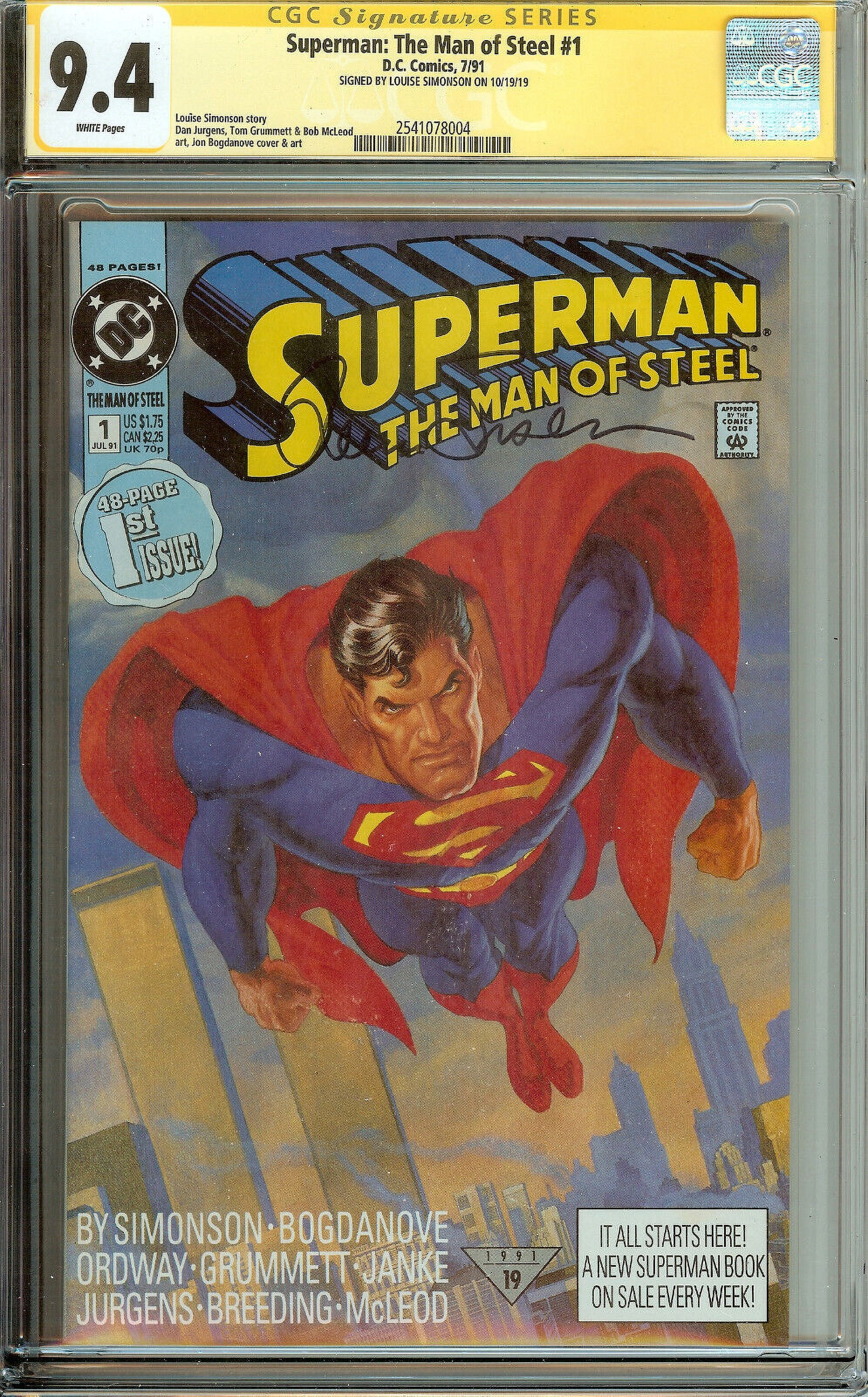 Superman Man of Steel #1 CGC 9.4 Signed Louse Simonson