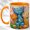 Orange, variant on Geometric Cat Trio Coffee Mug, Colorful Pet Mug, Ceramic 11 oz