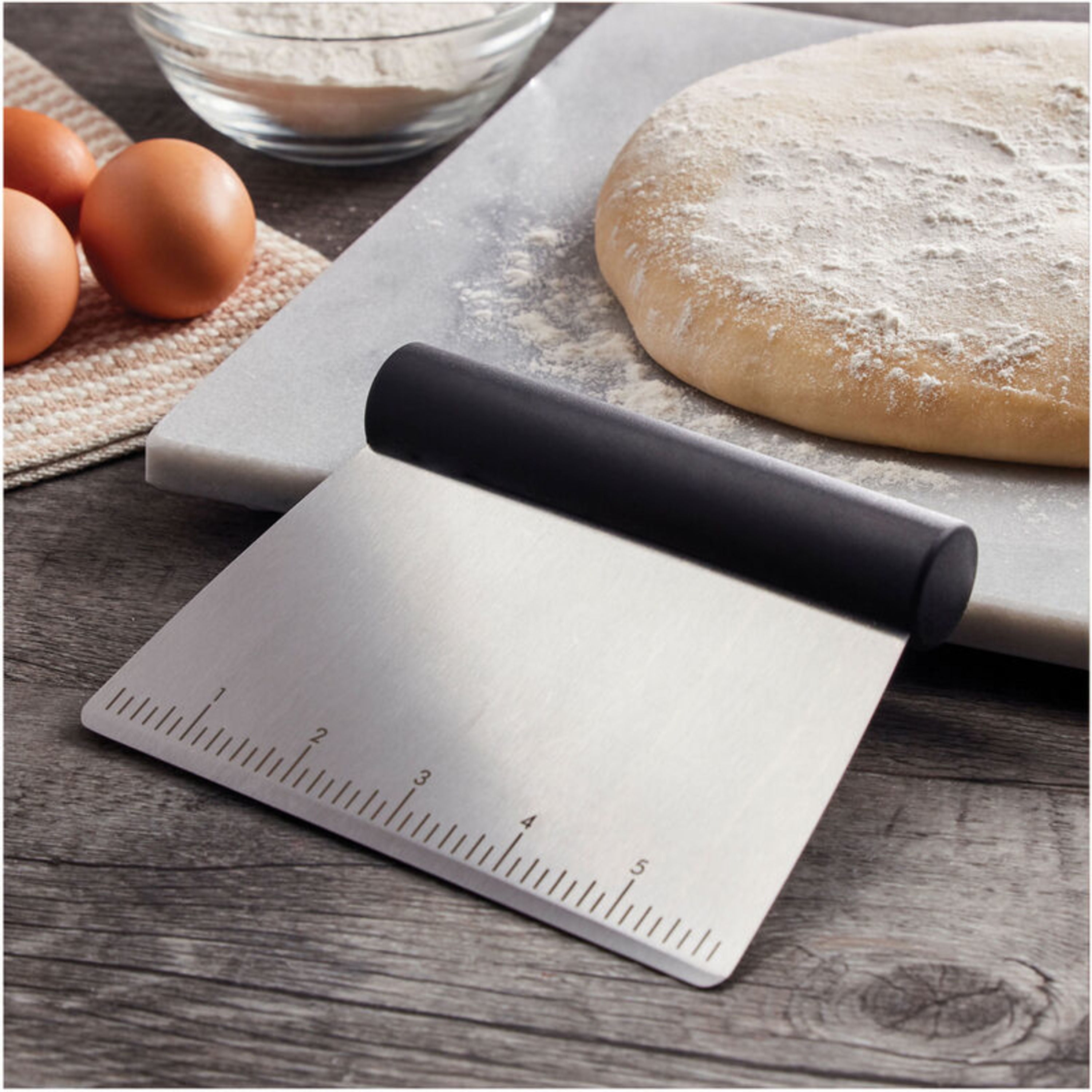 MS WGO Pro Dough Pastry Scraper/Cutter/Chopper Stainless Steel Mirror  Polished with Measuring Scale Multipurpose