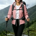 thumbnail image 4 of Crgrtght Hooded Jacket for Women Waterproof Sunscreen Long Sleeve Zip Up Casual Slim Fit Outdoor Hiking Travel Sports Coat, Pink L, 4 of 7