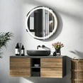 thumbnail image 4 of Gymax Round Led Bathroom Mirror w/ Temperature Display & 3 Color LED Lights Time, 4 of 10