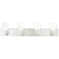 35.5 inch 4 Light Brushed Nickel Bathroom Vanity light fixture with Clear Glass Shade