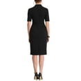 thumbnail image 3 of INSPIRE CHIC Women's Sheath Dress V Neck Short Sleeves Wear-to-Work Bodycon Midi Dresses XL Black, 3 of 6