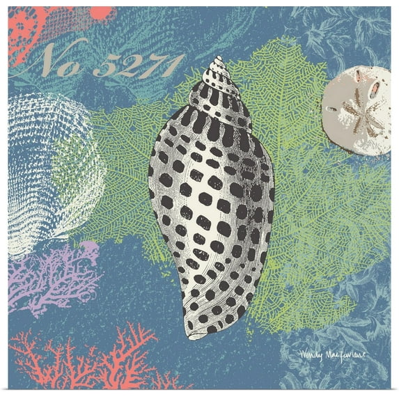 Great BIG Canvas | "Shells on Blue" Art Print - 20x20