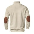 thumbnail image 6 of Fewfanhot Mens T Shirts Pullover Quarter Zip Vintage Textured Lapel Sweatshirts Fall Winter Long Sleeve Sport Tops with Elbow Patch, 6 of 8