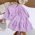 thumbnail image 5 of FYDUU Girls Clothes 2 Piece Set Ruffle Long Sleeve Button Down Shirts Top + Skirt Set Kids Girl Fashion Back To School Outfits 5-6 Years, 5 of 9