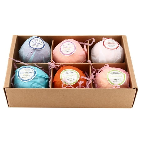 Bath Ball Replacement - 6Pcs Rainbow Bubble Bath Bombs Set Scented Sea Salt Handmade Fizzy Ball Spa Christmas Gift