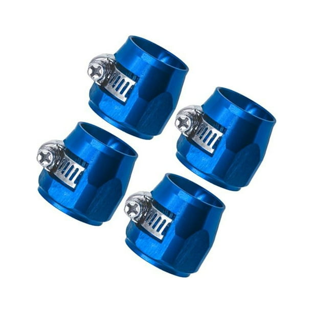 Abrazaderas de manguera profesionales de 4 piezas con banda de tornillo, accesorios para automóviles Azul AN6