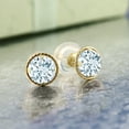 thumbnail image 2 of Gem Stone King 14K Yellow Gold Sky Blue Aquamarine Stud Earrings for Women Men (0.44 Cttw, Gemstone Birthstone,, Round 4MM), 2 of 4