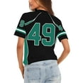 thumbnail image 3 of WTOBBY Women's Loose Fit Short Sleeve Mesh Football Jersey V-Neck Graphic Top Tee, Casual Sporty Apparel for Daily Wear, Comfortable and Lightweight with Trendy Patterns ,Green 2XL, 3 of 5