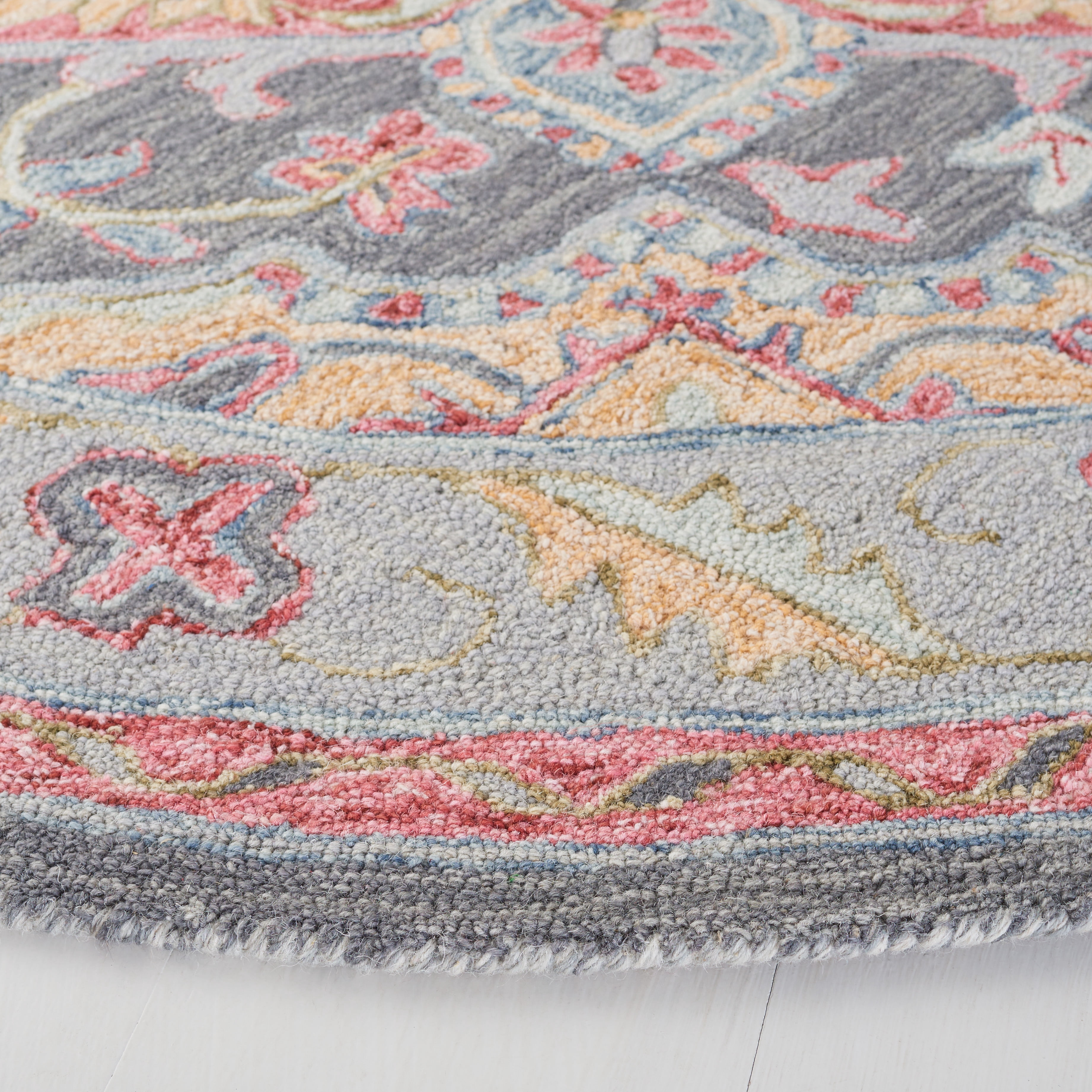 SAFAVIEH Metro David Medallion Area Rug, Grey/Rust, 6' x 6' Round