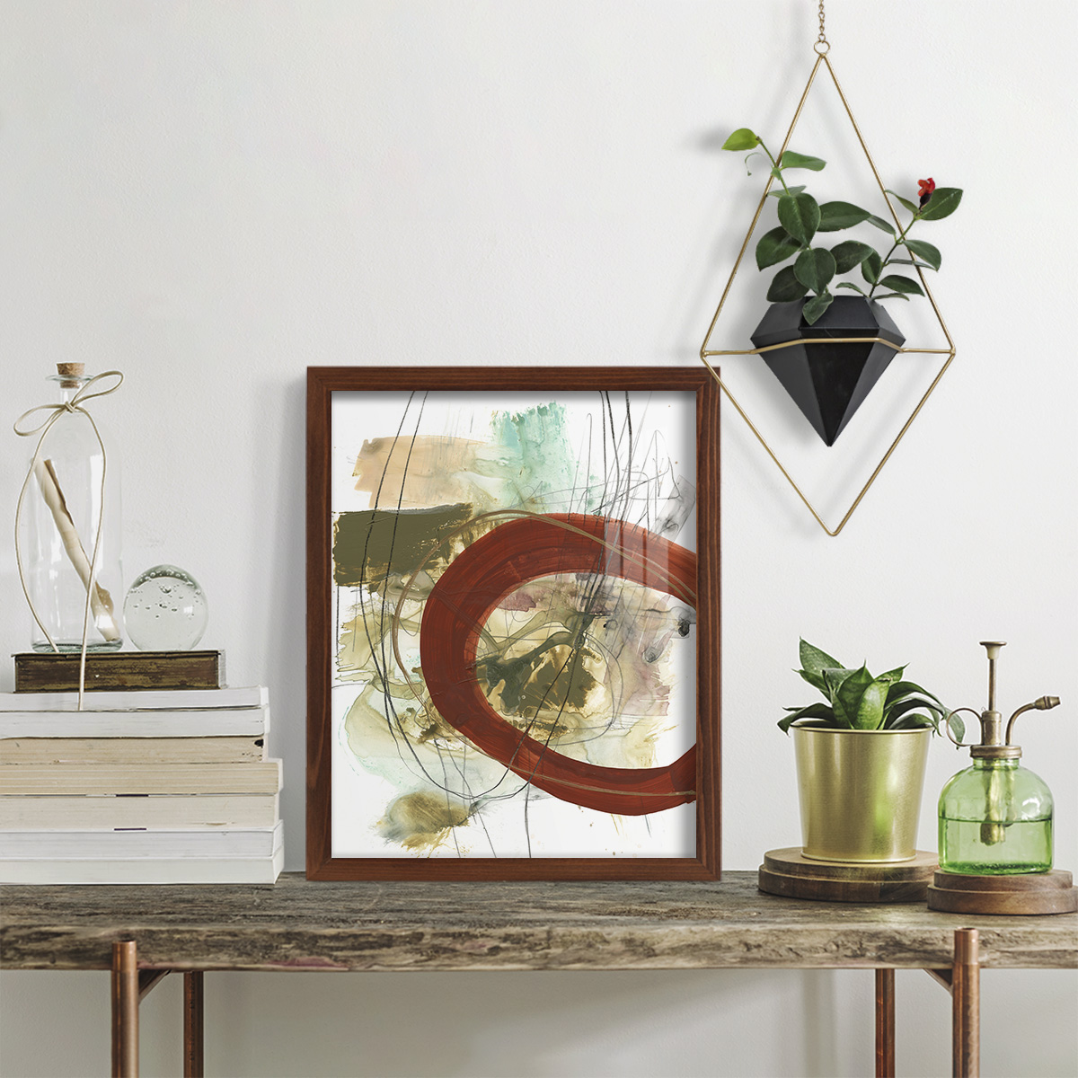 Rusted Loops II - Framed Print w/glass - Chestnut