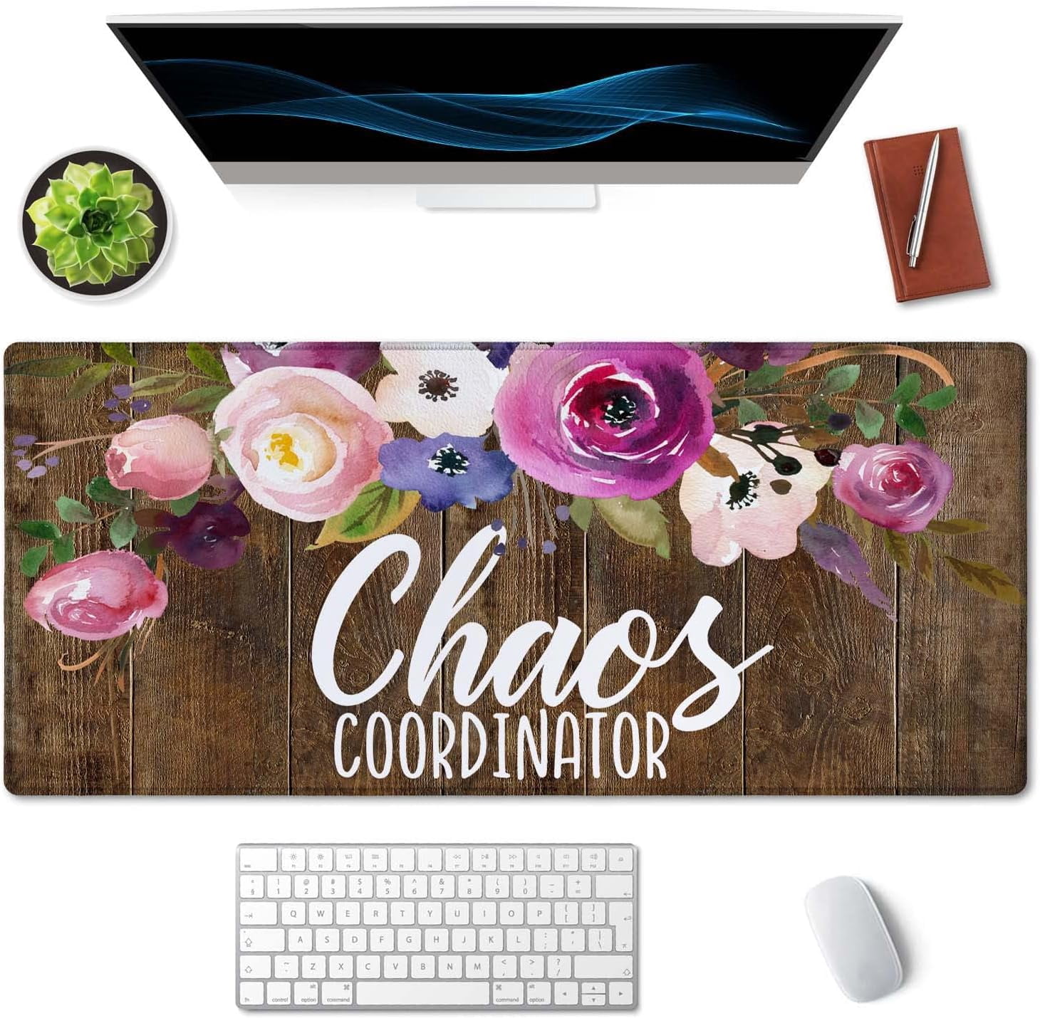 Large Mouse Pad, Full Desk XXL Extended Gaming Mouse Pad 35.4" X 15.7", Waterproof Desk Mat Stitched Edges, Non-Slip Laptop Computer Mousepad for Office and Home, Chaos Coordinator Funny Quote