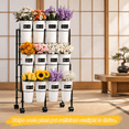 3-Tier Flower Display Cart with 12 Buckets, Black Metal Plant Stand ...
